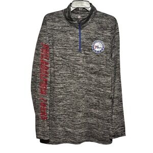 Philadelphia 76ers 1/4 Zip Pullover Men's L Black Gray Heather NBA Apparel NWT